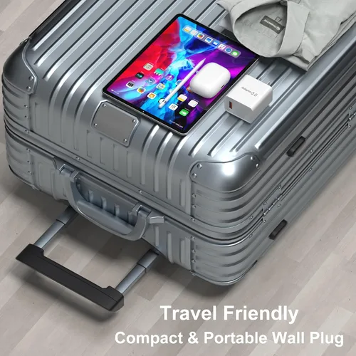 Miniatura 6 de OKRAY - Enchufe de pared USB, paquete de 2 unidades de 18 W, bloque de carga rápida 3.0, adaptador de corriente de carga rápida, cargador de viaje