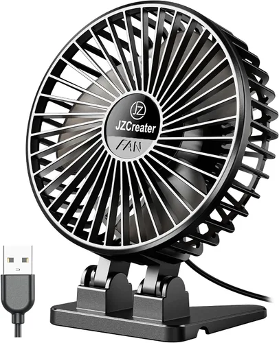 JZCreater Ventilador de escritorio USB, mini portátil, refrigeración de mesa de escritorio de 3 velocidades, alimentación de enchufe, viento fuerte