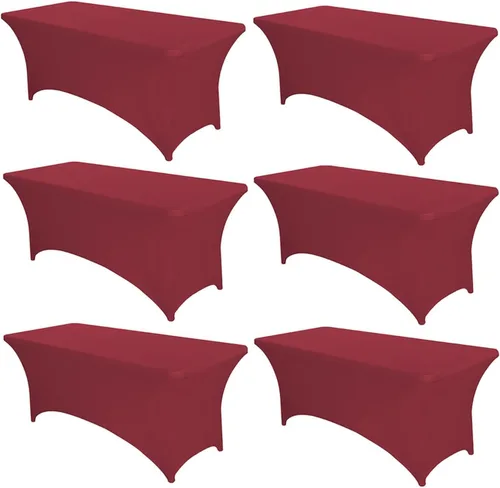 Miniatura 53 de PTC21B - Juego de 6 manteles elásticos de 6 pies, color negro, rectangular, ajustable, lavable, de elastano, para fiestas, bodas, cócteles