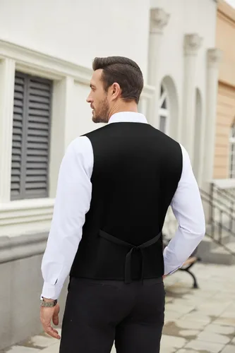 Miniatura 3 de COOFANDY Chaleco de traje de vestir casual para hombre, chaleco ajustado y formal de negocios