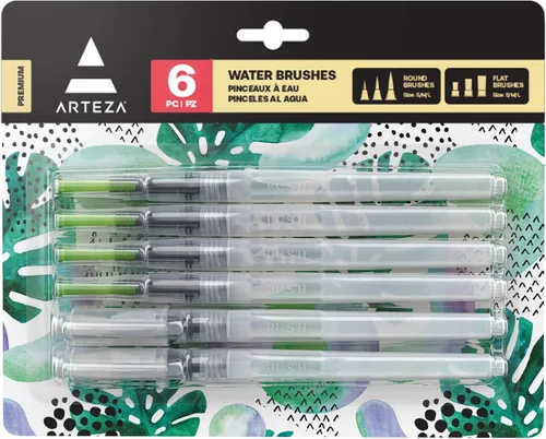 Pincel de agua, conjunto de 6. Puntas finas, medias y anchas, auto-humectantes, portables, perfectas para pinturas en acuarela.