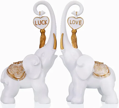 Miniatura 9 de DOVDOV Juego de 2 piezas de estatua de elefante azul, escultura de elefante de amor, elefante azul para decoración del hogar, estantería de oficina