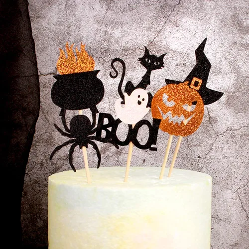 Miniatura 8 de Ercadio Paquete de 36 adornos para cupcakes de Halloween, sombrero de bruja, araña, calabaza, fantasma, gato, cupcakes, baby shower, cumpleaños