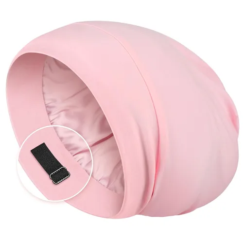 Miniatura 9 de Zenssia Gorro de pelo con forro de satén para dormir, gorro de dormir para mujeres y hombres con correa ajustable, envoltura para el cabello que