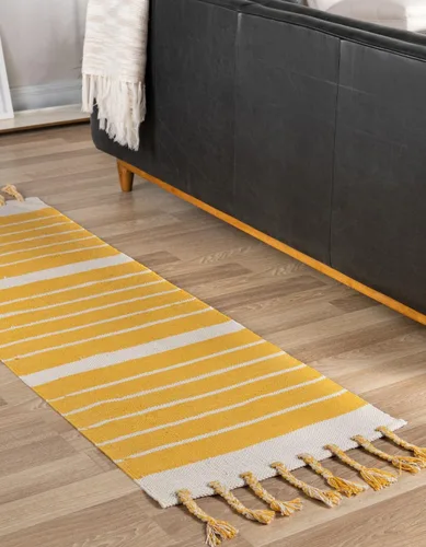 Miniatura 22 de Unique Loom Chindi Cotton Collection - Alfombra de área - Sophie (2 pies 2 pulgadas x 6 pies 1 pulgada, color aguamarina y blanco)