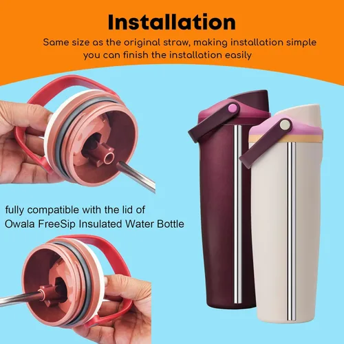 Miniatura 7 de ALINK Pajitas de acero inoxidable para botella de agua Owala FreeSip Sway de 30 onzas, paquete de 6 popotes de repuesto de metal reutilizables solo