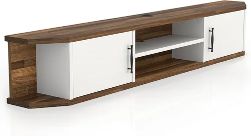 Miniatura 7 de 24/7 Shop at Home Brimer Modern - Consola de TV flotante de madera de 71 pulgadas con 2 estantes para sala familiar, sala de entretenimiento, noche