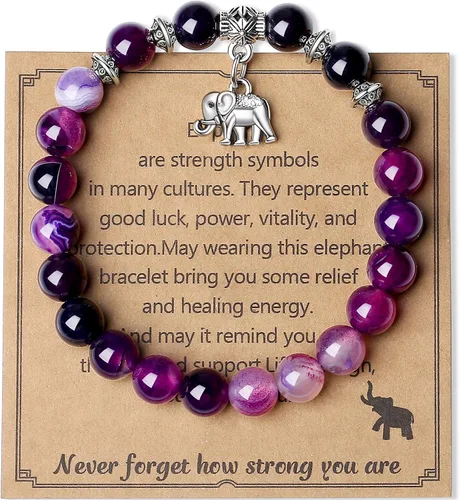MAIBAOTA Regalos de elefante para mujer, pulsera de elefante, regalos inspiradores, pulseras de fuerza para mujeres, pulsera de ansiedad, pulseras