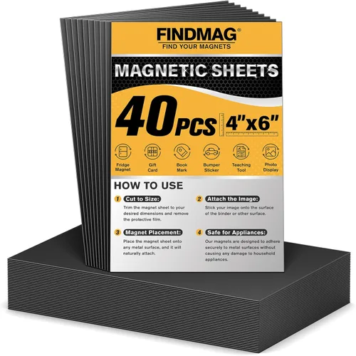 Miniatura 12 de FINDMAG Hojas adhesivas magnéticas, paquete de 6 tiras magnéticas flexibles de 5 x 7 pulgadas con respaldo autoadhesivo, hojas para cortar