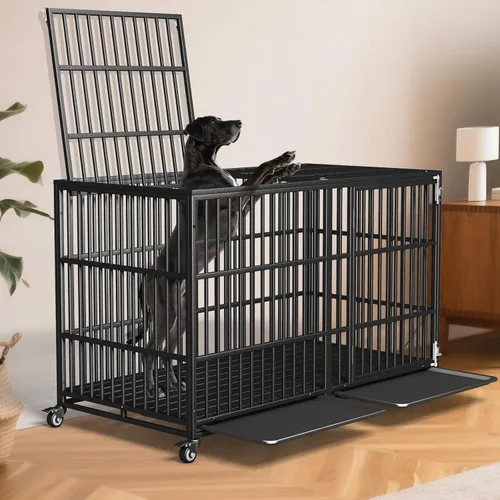 Miniatura 3 de Jaula resistente para perros de 64 pulgadas, indestructible, a prueba de fugas, para perros de ansiedad alta, extra XL, de gran tamaño, para razas