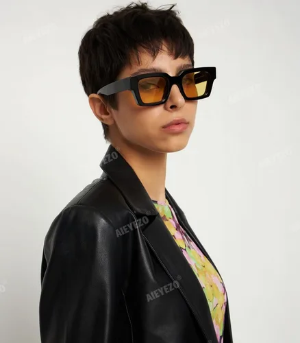 Miniatura 106 de AIEYEZO Gafas de sol cuadradas para mujeres y hombres, gafas de sol cuadradas con montura gruesa, estilo de diseñador simple