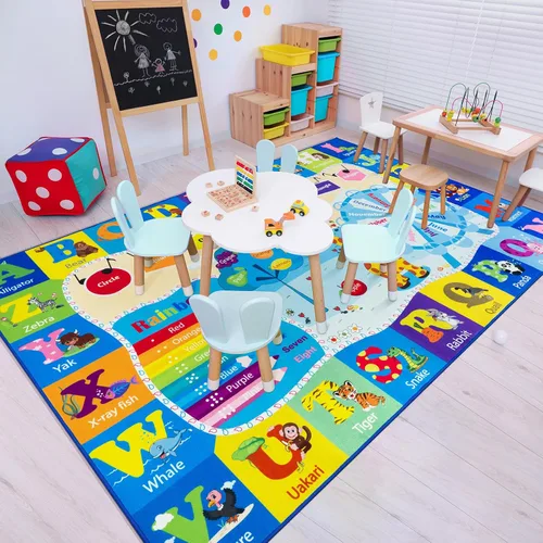 Miniatura 29 de Alfombras infantiles lavables para sala de juegos, alfombras de aprendizaje educativas y divertidas con formas de animales del alfabeto ABC