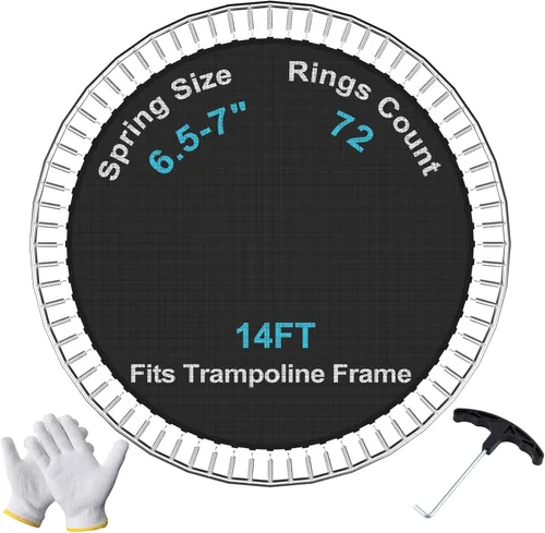 Miniatura 8 de SPORTYOUTH Tapete de repuesto para trampolín, se adapta a marcos de trampolines redondos de 12 pies, 14 pies y 15 pies con anillos en V de 72/88/96
