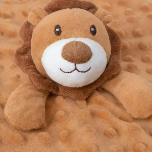 Miniatura 2 de Manta de Seguridad para Bebé León Tela Suave de Lunares Minky con Respaldo de Satén Sedoso Juguete de Abrazo Manta de Animal para Bebé y Niño