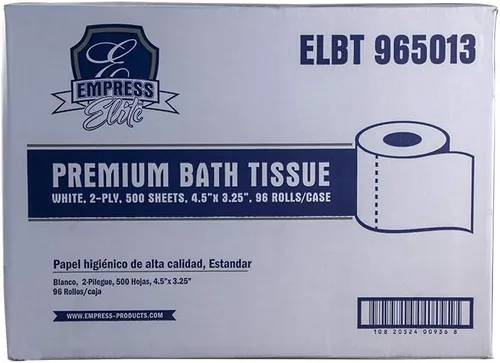 Miniatura 2 de ELBT 965013 Empress Elite Premium - Papel higiénico para baño, color blanco, 2 capas, 4.5 x 3.25 pulgadas, 500 hojas, 96 por caja
