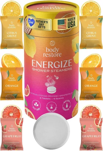 BodyRestore - 6 vaporizadores de ducha para aromaterapia, relajación, alivio del estés y cuidado personal, bombas para baño y ducha aroma cítrico