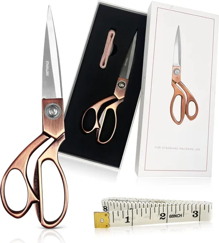 BOCHIKNOT Tijeras de tela profesionales de 8 pulgadas – Tijeras afiladas oro rosa – Tijeras de sastre – Tijeras de oro rosa para oficina – Tijeras