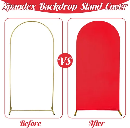 Miniatura 4 de Cubierta de arco de boda ajustable de elastano de 7.2 pies, cubierta de fondo de arco rojo con parte superior redonda para boda, fiesta