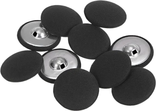 Miniatura 62 de HARFINGTON 10 botones de tela de 24L cubiertos de tela de 0.59 pulgadas, vástago de metal, botones de costura redondos para trajes, blusas de Azul