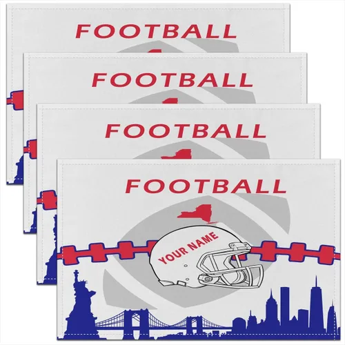 Miniatura 6 de Erosebridal Juego de 4 manteles individuales personalizados de fútbol de 12 x 18 pulgadas, manteles individuales para adultos, manteles individuales