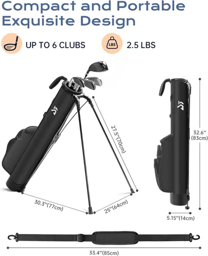 Miniatura 2 de Bolsa de golf ligera con bolsillo más fresco, pequeña bolsa de transporte de golf Sunday para 6 a 8 clubes, compacta y portátil para hombres