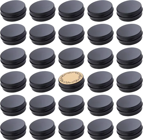 Miniatura 14 de Recipiente de aluminio de 1 oz / 30ml con tapa de rosca y etiquetas en blanco (Naranja - Paquete de 32)