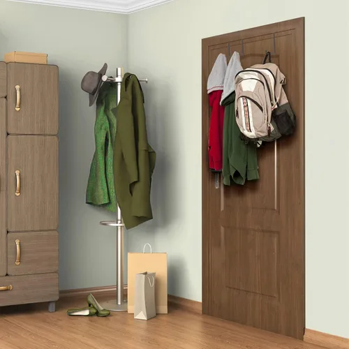 Miniatura 8 de Gancho para colgar sobre la puerta, paquete de 4 ganchos de metal resistente para colgar ropa, toallas, abrigos y más (negro)