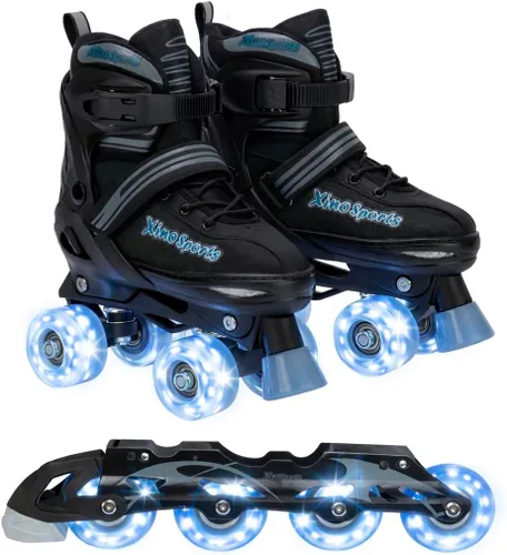 Miniatura 11 de XINO SPORTS Combo 2 en 1, Patines para niños Patines en línea - Patines intercambiables con luz LED para niños de 6 a 12 años, adolescentes y Verde