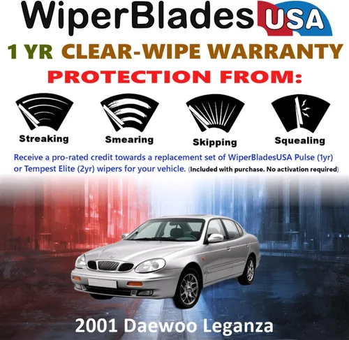 Miniatura 2 de Juego de limpiaparabrisas de haz para Daewoo Leganza 2001 - Juego de limpiaparabrisas dorado de EE. UU