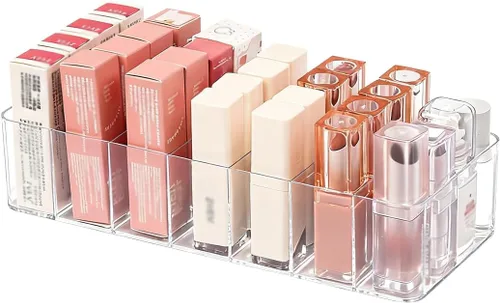 Organizadores de Maquillaje de Acrílico Transparente, Organizador de Baño de 7 Secciones para Cajón, Estuches de Exhibición de Cosméticos,