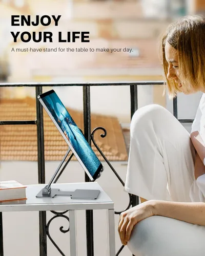 Miniatura 4 de Anozer Soporte para tableta, soporte ajustable para tablet de escritorio, plegable para iPad Air 5/4/Mini 6/Mini 5/10.2/Pro 12.9/Pro 11, monitor