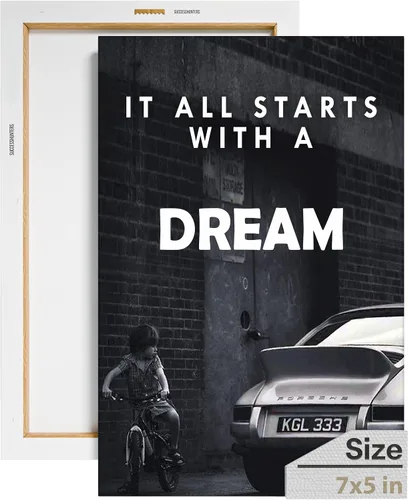 Arte de pared motivacional para la oficina, lienzo de arte de súper auto, decoración automotriz inspiradora para los amantes de Porsche Sportscar,