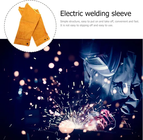 Miniatura 7 de Welding Arm Leather Sleeves Heat Resistant Protective Oversleeves for Welding Workers 1 Pair Anti-scald Arm Guard Sleeves