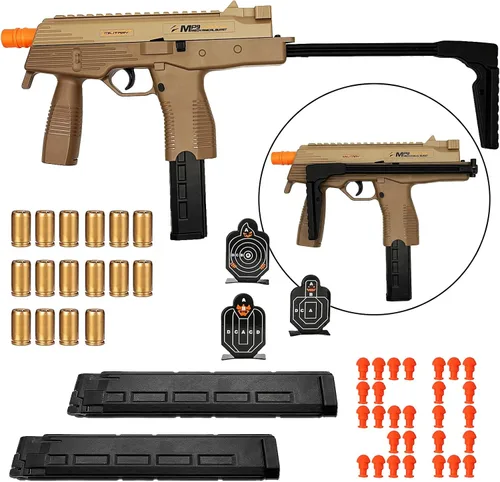 Miniatura 9 de Dreamplay Pistola de juguete MP9, pistola de juguete de expulsión automática realista con placa de anillo, juegos de disparos de acción