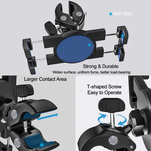 Miniatura 7 de Soporte para tablet de cochecito para bebé, abrazadera de manillar para scooter, silla de ruedas, bicicleta de gimnasio, equipo de entrenamiento