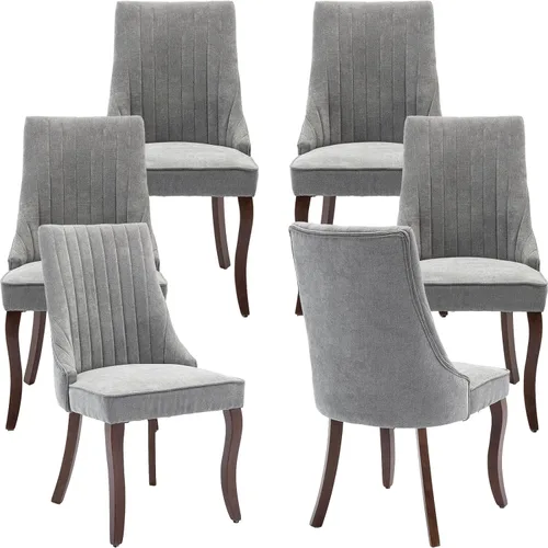 Miniatura 28 de Juego de 2 sillas de comedor modernas de mediados de siglo, tapizadas de tela beige, sillas de cocina y comedor, sillas de cocina con patas