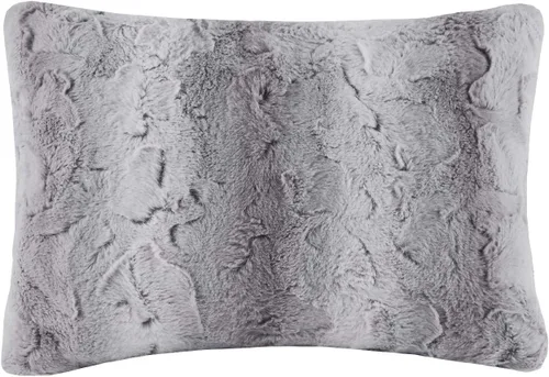 Miniatura 8 de Madison Park Zuri Almohadas Decorativas de Piel Sintética con Rayas Ombré Ultra Suaves de Lujo para Sofá y Cama con Relleno, 20x20 pulgadas, Gris