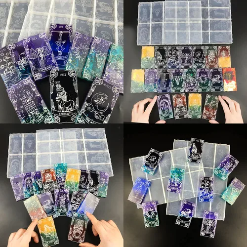 Miniatura 2 de Moldes de resina para cartas de tarot, 22 moldes de arcanos principales para tarjetas de bricolaje, llaveros, joyas