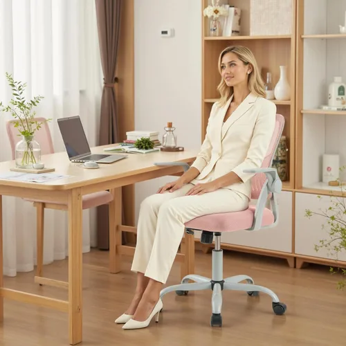 Miniatura 9 de DUMOS Silla de Computadora para Oficina en Casa - Silla Ergonómica de Respaldo Medio con Soporte Lumbar y Modo Mecedor, Altura Ajustable con Brazo