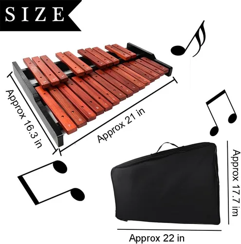Miniatura 3 de ENNBOM Instrumento de percusión profesional de xilófono portátil Glockenspiel de madera de 25 teclas con mazos y bolsa de transporte