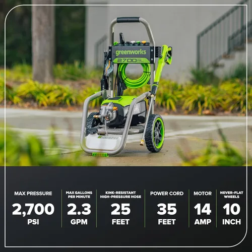 Miniatura 4 de Greenworks Pro Sin Escobillas 2700 PSI (Certificado CSA) 2.3 GPM Máx. / 1.2 GPM Lavadora a Presión Eléctrica