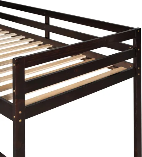 Miniatura 8 de Harper & Bright Designs Cama alta baja con tobogán, marco de cama individual de madera maciza para niños con tobogán y escaleras, no necesita somier