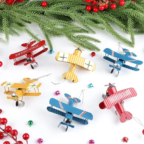 Miniatura 4 de YIYA 6 piezas de decoración de avión de metal colgante para habitación de niños, accesorios de fotos, decoración de escritorio, oficina, dormitorio