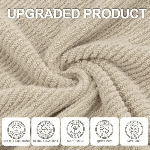 Miniatura 9 de VOOVA & MOVAS Toallas de mano blancas - 100% algodón Ligeras Gruesas Secado rápido Suaves Absorbentes, paquete de 4 piezas grandes de 18