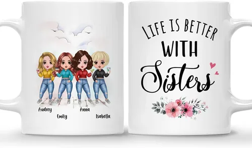 Miniatura 29 de GOSSBY Taza personalizada (2 Sisters) ¡Aparentemente somos problemas cuando estamos juntos, quién sabía! Taza personalizada para mejor amiga