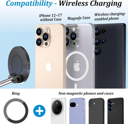 Miniatura 6 de PlusAcc Soporte magnético de teléfono al vacío para automóvil, soporte de teléfono con ventosa para MagSafe, soporte magnético fuerte giratorio