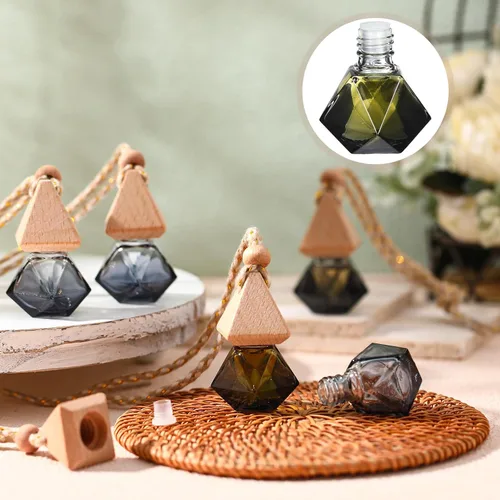 Miniatura 2 de 50 piezas de ambientador de coche colgante, botellas de difusor de coche negro, botellas de perfume de vidrio vacías, ambientador difusor colgante