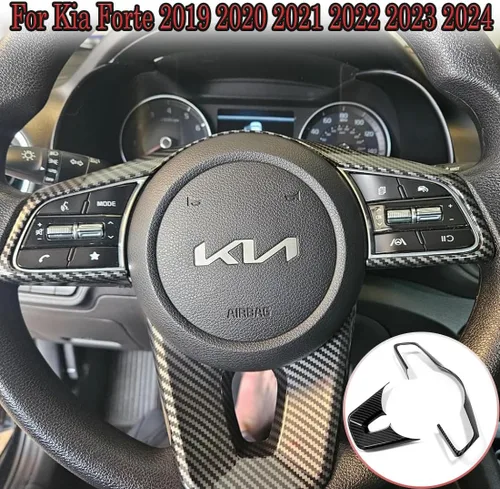 Miniatura 5 de MUXEE 3 piezas de calcomanías interiores para volante para Kia Forte Cerato K3 2019 2020 2021 2022 2023 2024 – Accesorios interiores deportivos