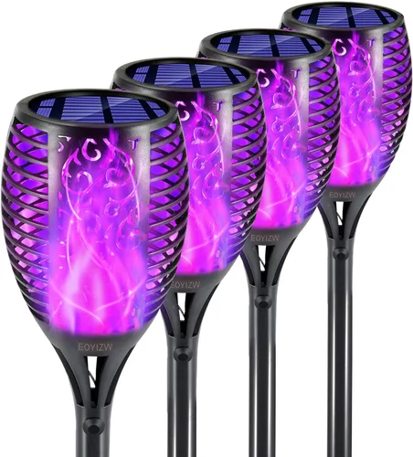 EOYIZW Luces solares para exteriores, paquete de 4 unidades de 99 luces LED moradas de alta calidad para decoración de Halloween, luces solares IP65