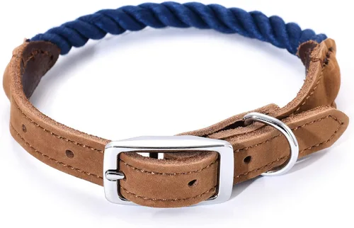 Miniatura 24 de Mile High Life Collares para perros, collares de algodón suave con hebilla de metal pesado, collar clásico para cachorros con puntas de cuero